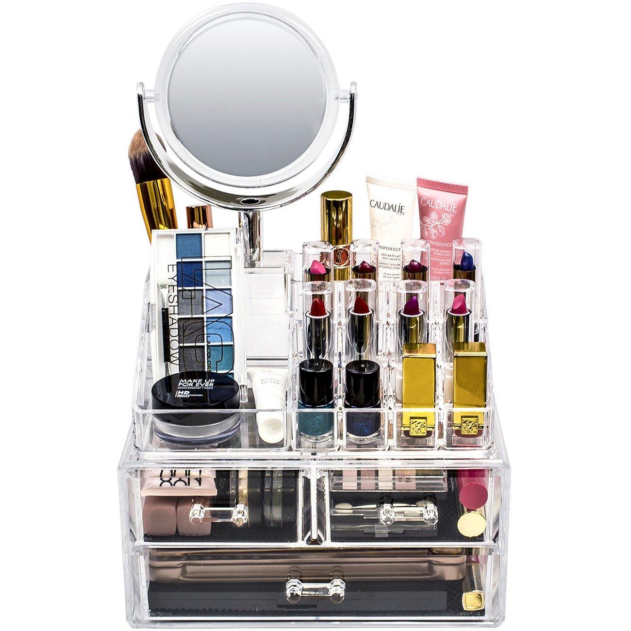 Makeup Organizer with Detachable Mirror